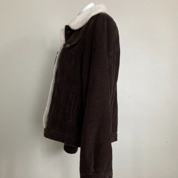 Vintage 90s Grunge Brown Corduroy Sherpa Jacket Marvin Richards Size Large - Picture 3 of 7